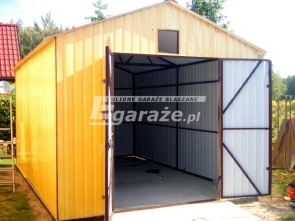 Garaż 4m x 5m dach dwuspadowy w kolorze żółtym RAL 1021